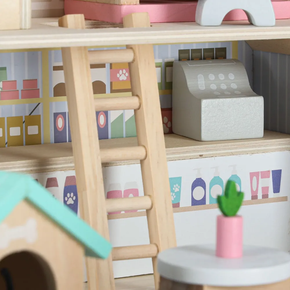 Ekologiczny domek w walizce z drewnianymi elementami dla maluchów