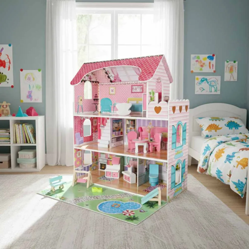 Drewniany domek Lulilo Gardeno z ogródkiem, balkonem i akcesoriami