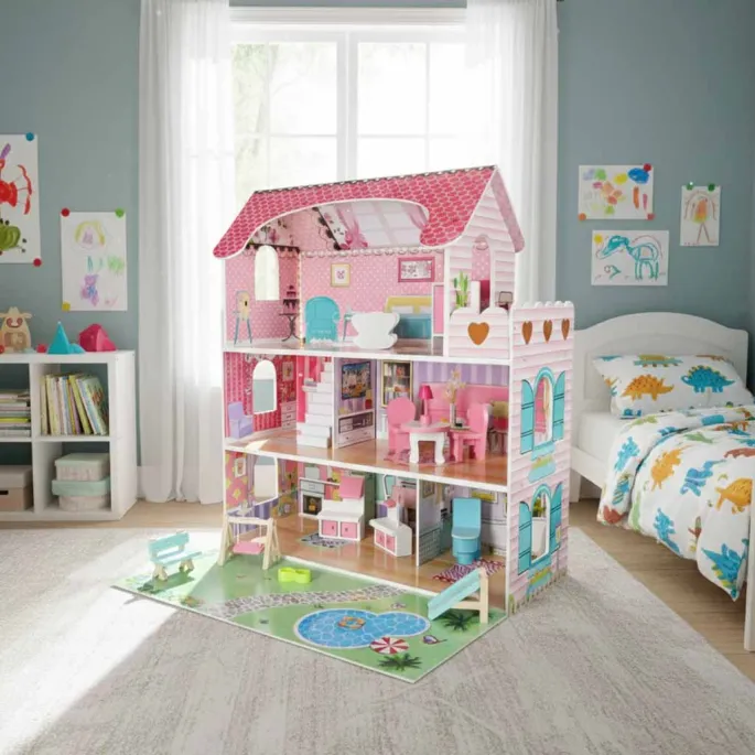 Drewniany domek Lulilo Gardeno z ogródkiem, balkonem i akcesoriami