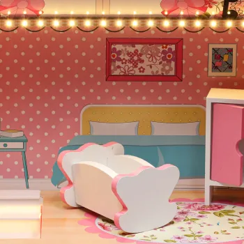 Zestaw mebelków i figurka pieska do domku dla lalek Lulilo Gardeno