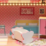 Zestaw mebelków i figurka pieska do domku dla lalek Lulilo Gardeno