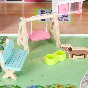 Różowy domek Lulilo Gardeno z balkonem i ogródkiem dla dzieci