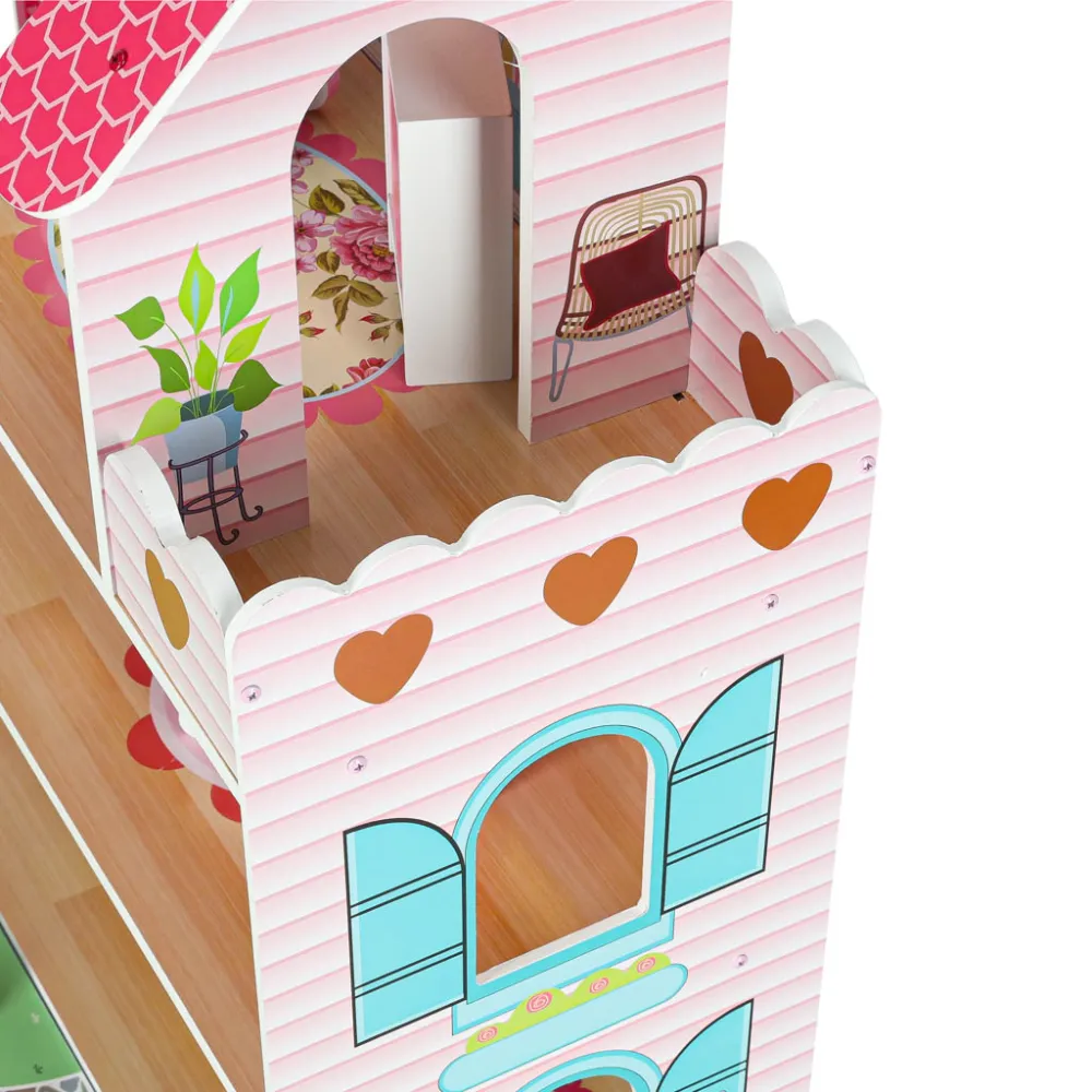 Przytulny domek dla lalek z oświetleniem LED oraz bogatym zestawem akcesoriów