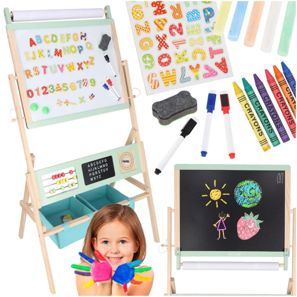 Dwustronna tablica edukacyjna LULILO Kredo z akcesoriami do nauki i zabawy