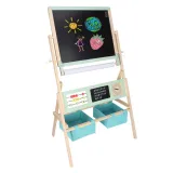 Tablica magnetyczna kredowa LULILO – drewno, kolorowe magnesy, rolka papieru