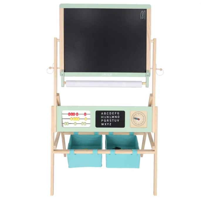 Stabilna, drewniana tablica LULILO z zegarem, liczydłem i miejscem na przybory