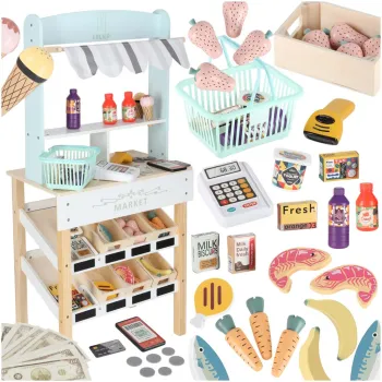 Zestaw do zabawy w sklep dla dzieci powyżej 3 lat z kasą