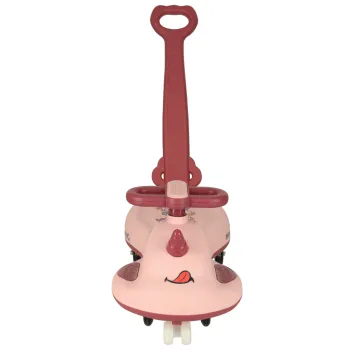 Jeździk różowy z osłoną kierownicy, siedziskiem i dodatkami w zestawie