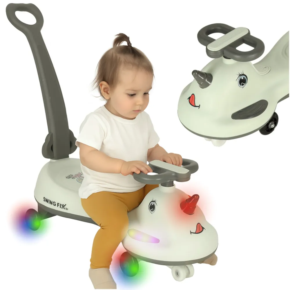 Jeździk grawitacyjny LED Swing FIX S1 w kolorze szarym na białym tle