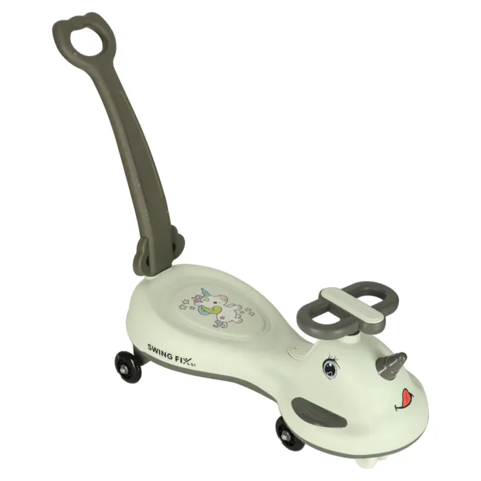 Szary jeździk z ergonomicznym siedziskiem i podświetlanymi elementami