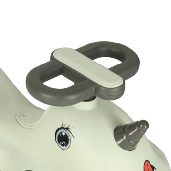 Prezentacja wytrzymałego tworzywa jeździka dziecięcego w kolorach szaro-białych