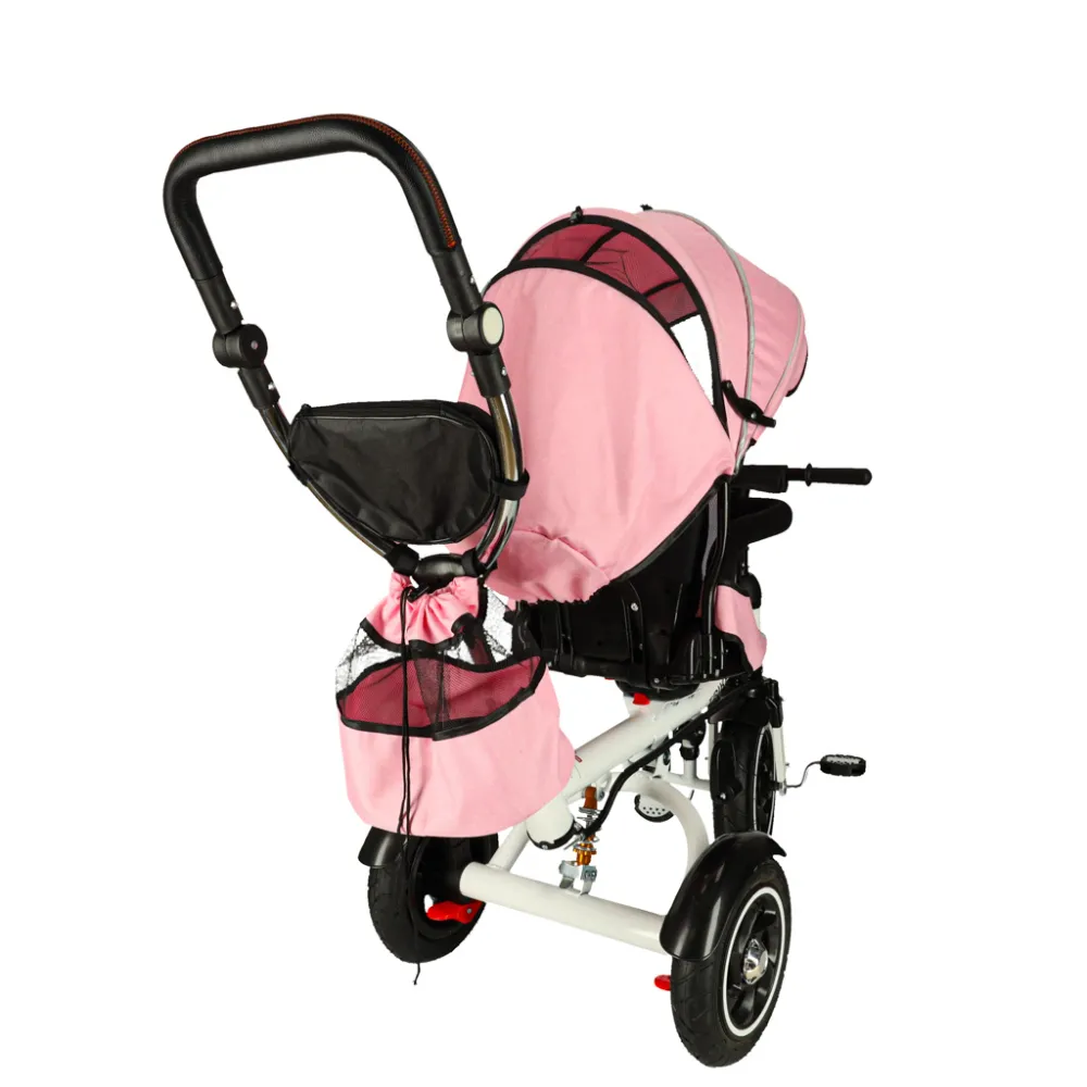 Różowy rowerek spacerówka 3w1 z bezciśnieniowymi oponami i podpórkami na stopy