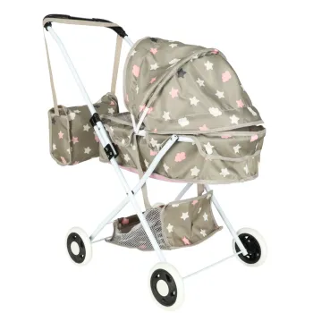 Wytrzymały wózek zabawkowy z materiałową półką na drobiazgi i lalki