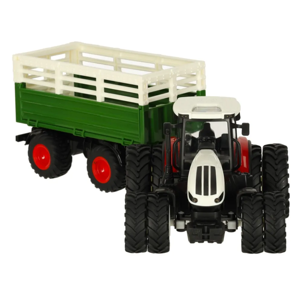Zestaw RC: traktor i przyczepa z światłami LED oraz efektami dźwiękowymi