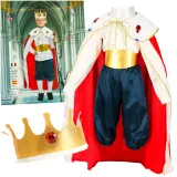 Kostium króla dla dziecka w rozmiarze M z peleryną i koroną
