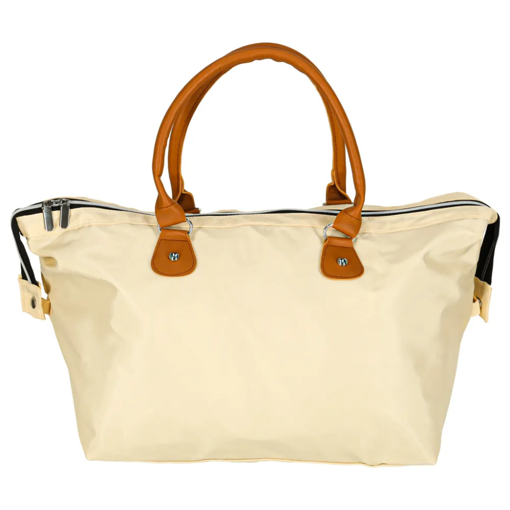 Praktyczna torba podróżna beżowa z pojemną komorą główną