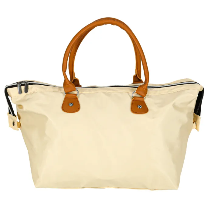 Praktyczna torba podróżna beżowa z pojemną komorą główną