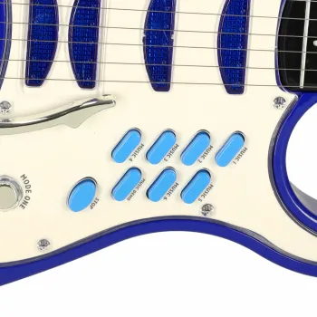 Niebieska gitara rockowa dla dzieci z funkcją podłączenia mikrofonu