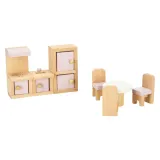 Zabawka edukacyjna – drewniane mebelki do kreatywnej aranżacji domku