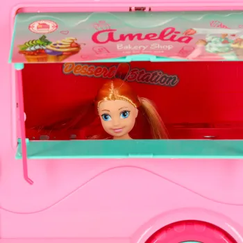 Plastikowy kamper z mobilnym food truckiem dla najmłodszych