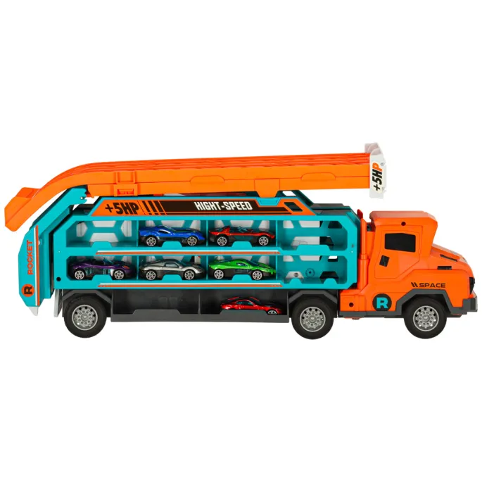 Zabawka transporter dla dzieci z autami i naklejkami do personalizacji