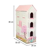 Trzypiętrowy domek dla lalek, pastelowe mebelki, duża szuflada na zabawki