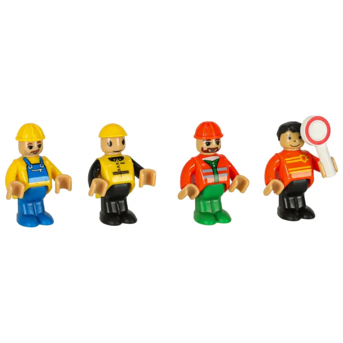 Widok całościowy na rozłożony tor kolejowy z elementami budowy