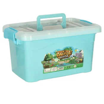 Figurki zwierząt zoo, safari i farma – zestaw edukacyjny 59 el. ze skrzynką