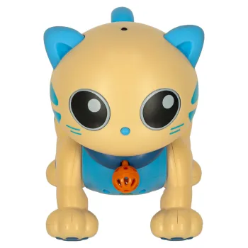 Detal figurki kota robotycznego w kolorze niebieskim z wytrzymałego plastiku