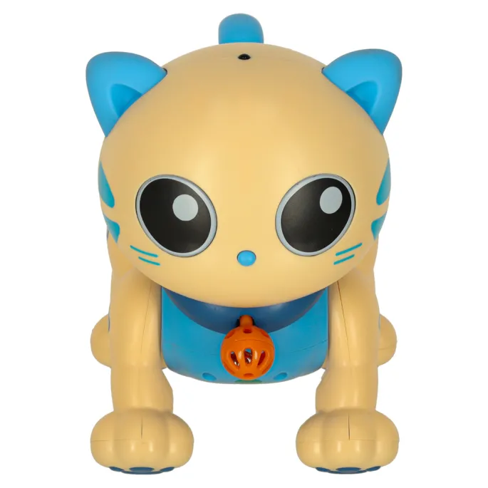 Detal figurki kota robotycznego w kolorze niebieskim z wytrzymałego plastiku