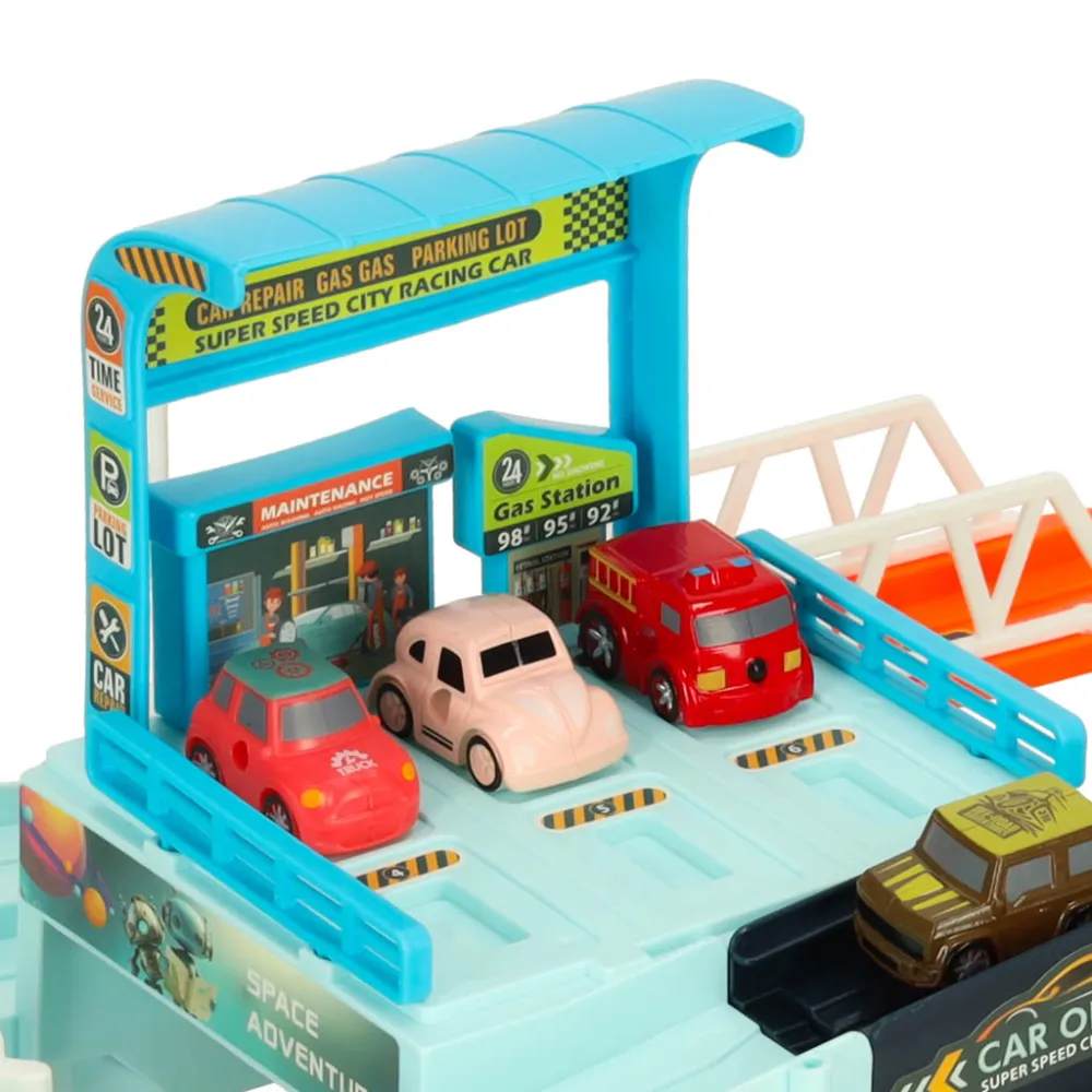 Tor samochodowy wielopoziomowy o futurystycznym wyglądzie