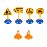 Nowoczesny tor z autkami, znakami i naklejkami budowlanymi