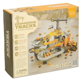 Tor samochodowy na baterie z zestawem budowlanym i kolorowymi autkami