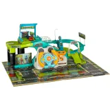 Wyścigowy tor zabawkowy w zestawie z autkami i naklejkami