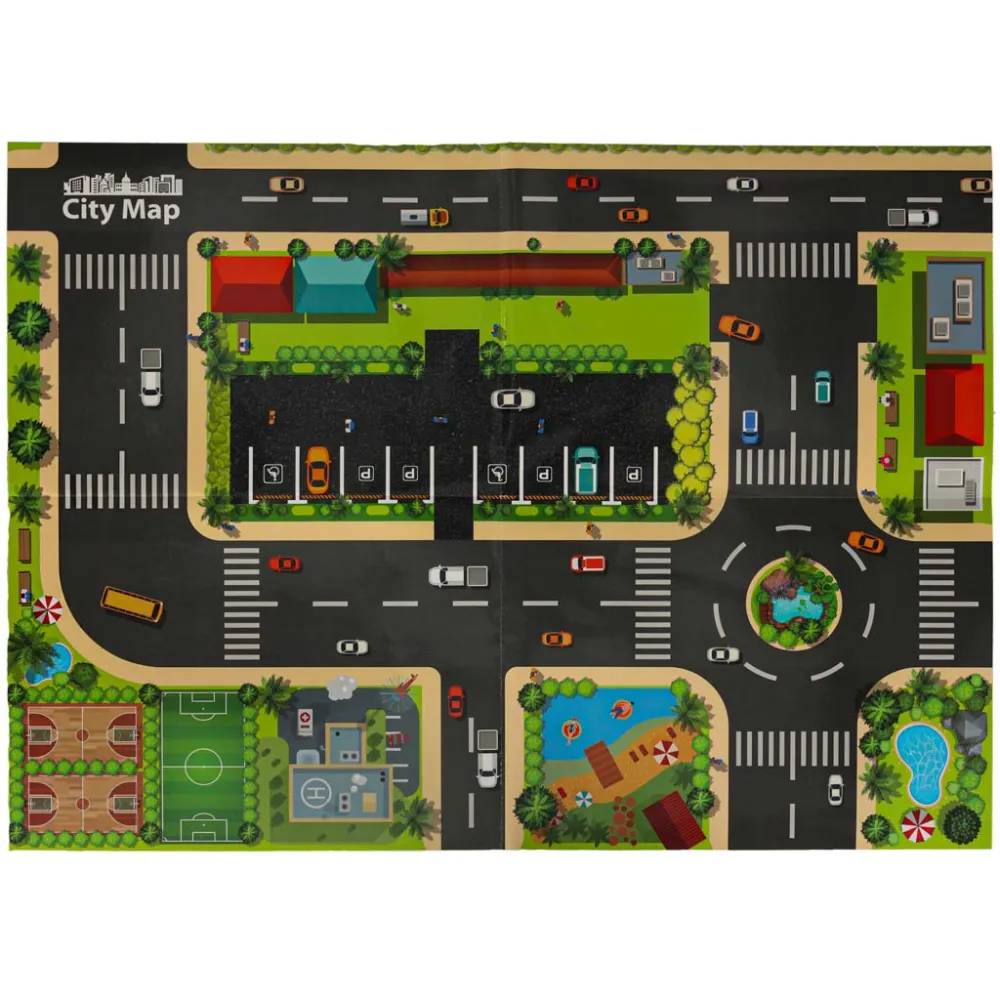 Kolorowe samochodziki na torze z efektami dźwiękowymi