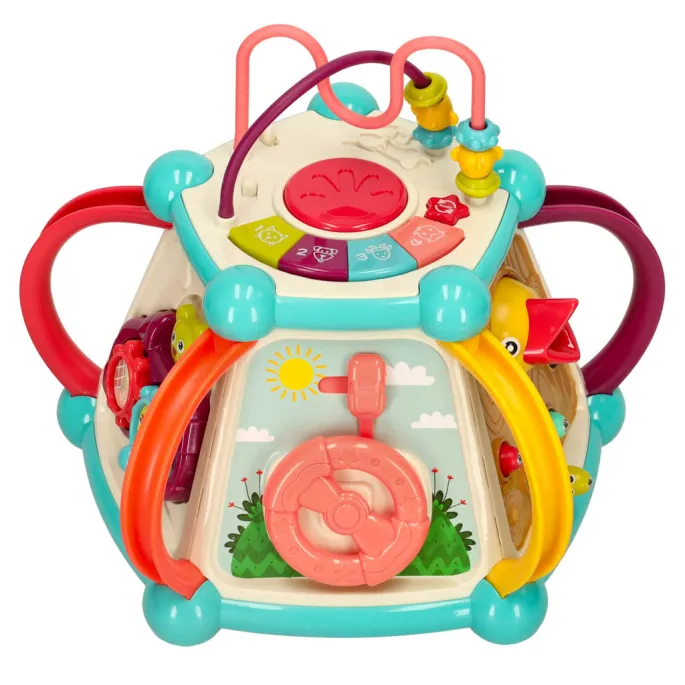 Kostka z kolorowymi zębatkami i kierownicą dla najmłodszych