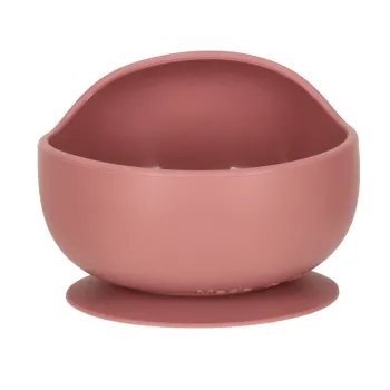 Ciemnoróżowy zestaw naczyń na przyssawki – idealny do samodzielnego jedzenia