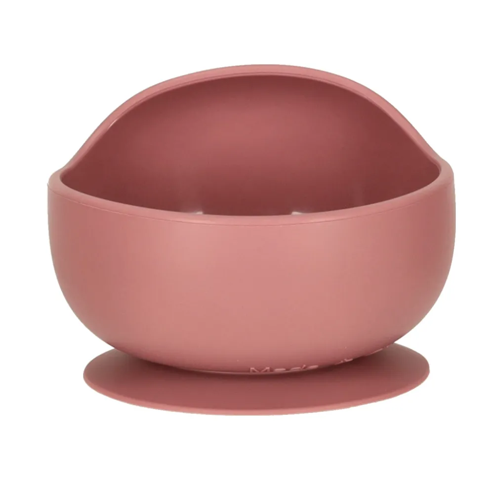 Ciemnoróżowy zestaw naczyń na przyssawki – idealny do samodzielnego jedzenia