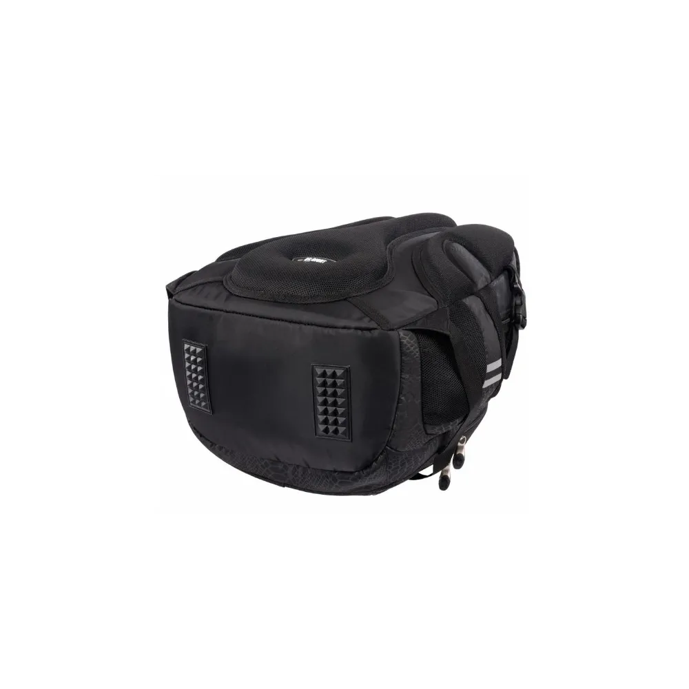 Czarny plecak szkolny z ergonomicznymi szelkami i odblaskami