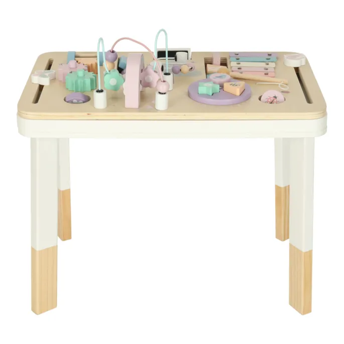 Stolik manipulacyjny z pastelowych elementów rozwijający kreatywność