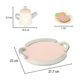 bezpieczny serwis do herbaty z drewnianymi akcesoriami dla malucha