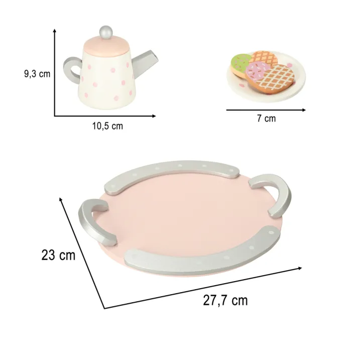 bezpieczny serwis do herbaty z drewnianymi akcesoriami dla malucha