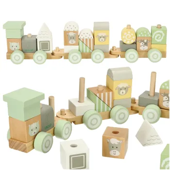 Drewniana kolejka LULILO Vico w pastelowych kolorach dla dzieci