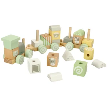 Drewniana zabawka kolejka z 22 elementami dla dzieci od 3 lat