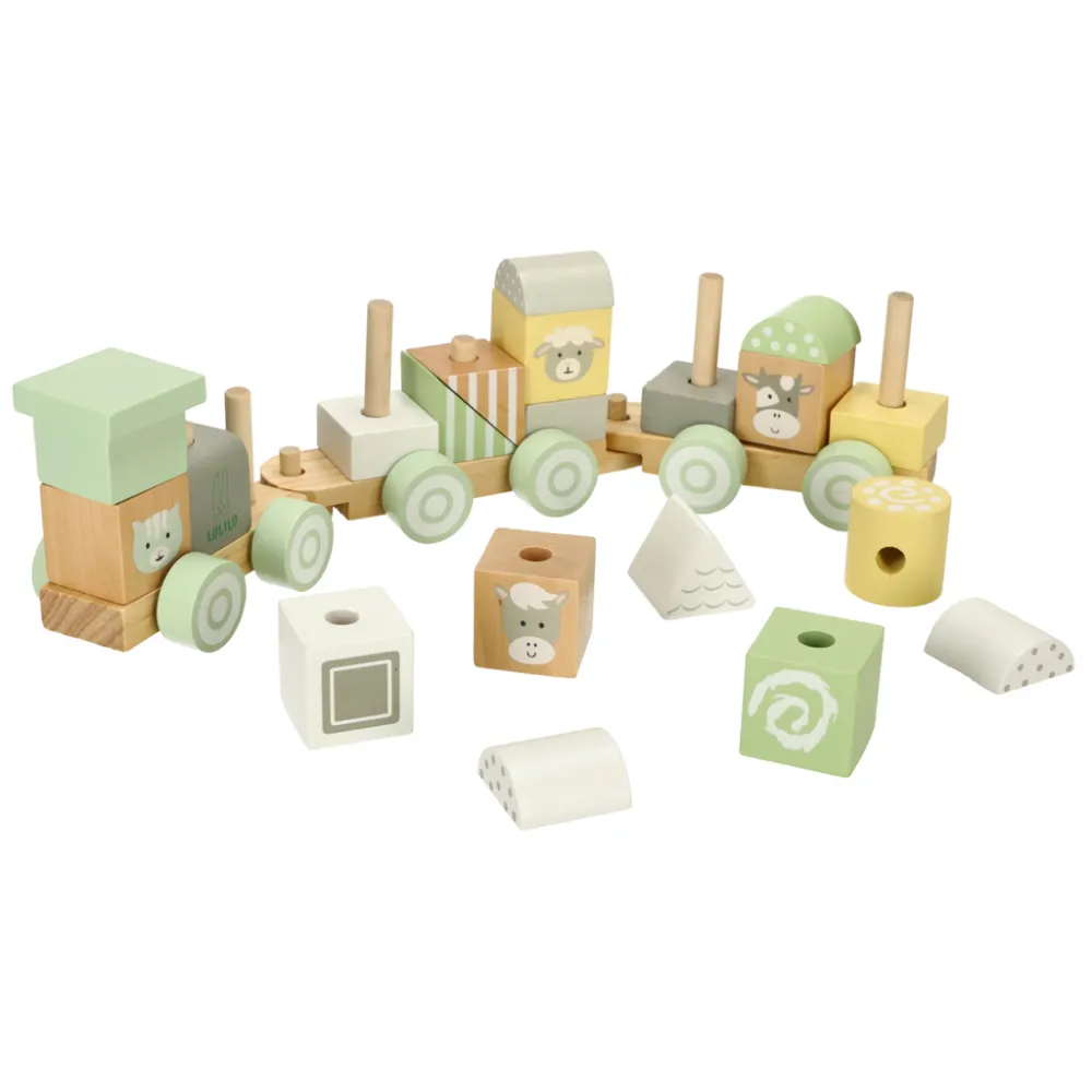 Drewniana zabawka kolejka z 22 elementami dla dzieci od 3 lat