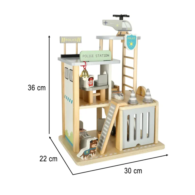 Estetyczny drewniany garaż policyjny idealny do pokoju dziecka
