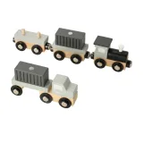 Kompletny zestaw portowy z drewnianym dźwigiem, pociągiem i ciężarówką