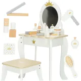 Drewniana toaletka dla dziewczynki z lustrem i taboretem LULILO Bella