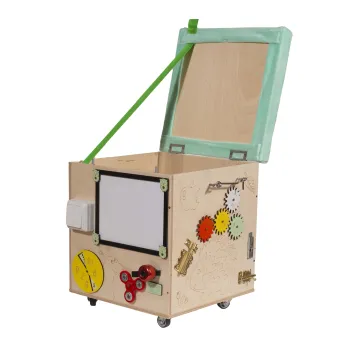 Puf manipulacyjny LAS z siedziskiem na kółkach dla dzieci do zabawy