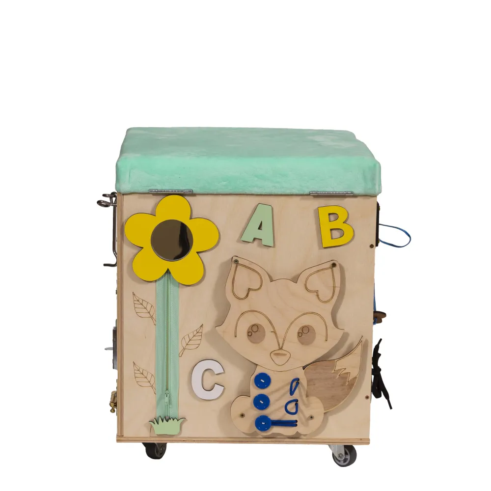 Wielofunkcyjny puf do nauki i kreatywnej zabawy dla dzieci z elementami sensorycznymi